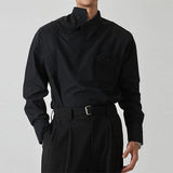 Aidase Irregular Design Buckle Lapel shirt For Men Vintage French Style Long Sleeve Loose Top Spring Autumn Fashion Show Chic Shirts