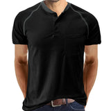 AIDASE  -  Summer High Quality Cotton Henley T-shirts Mens Casual Short Sleeve Tee Shirts Pullover Tops Henry Fashion Streetwear aidase-shop