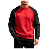 AIDASE  -  Men's Casual Loose Color Patch Shoulder Sleeved Pullover Trendy Round Neck Men's Clothing Tan Sweatshirt Men aidase-shop