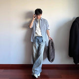AIDASE  -  Four Seasons Fashion Men's Light Blue Casual Trendy Simple Basic Daily Straight Loose Denim Trousers Male Jeans Pants Clothes aidase-shop