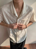 AIDASE  -  Fashionable Short Sleeve Buttoned Turn-down Collar Shirt Summer Men Casual Knit Cardigans Vintage Hollow Out Knitted Shirts Mens aidase-shop