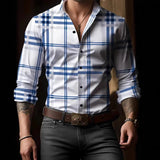 AIDASE  -  New Casual Digital Printing Plaid Men's Long-Sleeved Shirt aidase-shop