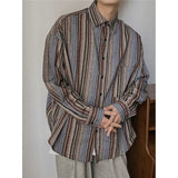 AIDASE  -  Retro Vertical Striped Men's Shirt Outerwear Japanese Long Sleeved Single Breasted Top Fashionable Casual Male Clothing aidase-shop