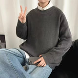 AIDASE  -  Autumn Crew Neck Solid Color Pullover Sweaters For Men Casual Y2K Knitted Sweater High Street Fashion Jumpers Hombre aidase-shop