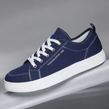 AIDASE  -  New Blue Men's Casual Canvas Shoes Lace-Up Flat Luxury Design Anti-Slip Sneakers Couple Board Shoes Plus Size 47/48 ﻿ aidase-shop