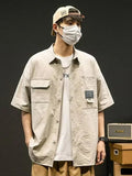 AIDASE  -  Summer Men Short Sleeve Shirts Japanese Casual Lapel Blouses High Street Multi-pocket Oversized Shirt Fashion Camisas De Hombre aidase-shop