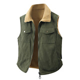 AIDASE  -  Autumn Winter Men's Double-Sided Vests Fashion Thick Warm Sleeveless Coats Male Corduroy Loose Casual Vest Man Solid Waistcoat aidase-shop