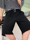 AIDASE  -  White DK Suit orts Men Summer Fre Sle Five-Point Straight Leg Casual Pants mid Waist Zipper Fly College Sle Leisure Wear aidase-shop