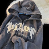 AIDASE  -  Y2k Men Spider Print Hoodies Women Hop Zipper Long Sleeve Coats Autumn Winter Harajuku Casual Loose Hooded Sweatshirt aidase-shop