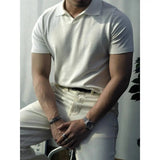AIDASE  -  Summer Lightweight  Knitted Shirt Short Sleeve Turn-down Collar Men's Business Casual  Color American Retro T-shirt aidase-shop