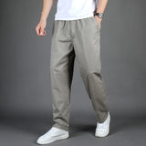 Aidase Men's Straight Cargo Trousers, Casual Pants, Monochromatic, Plus Size, M-6XL, Elastic Waist, 100% Cotton, Ninth Pants, 2024 New aidase-shop