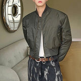 Aidase Mens Autumn Winter Casual Solid Color Thickened Pocket Short Jacket Genderless Korean Style Retro Trend Biker Jacket Unisex aidase-shop