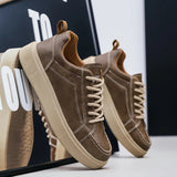 AIDASE  -  Leather Trend Men Casual Shoes Platform Soft Sneakers Outdoor Breathable Sport Shoes Lightweight Skid Running Shoes Tennis Shoes aidase-shop