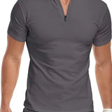 AIDASE  -  Men's Zip Mock Neck T-Shirt Short Sleeve Quick Dry Slim Fit Workout Gym Running Athletic Tee aidase-shop