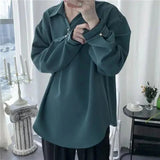 AIDASE  -  Men's Long Korean Style Loose Inner Pullover Shirt Spring Autumn Trendy Handsome Drape Top aidase-shop