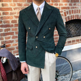 Aidase Autumn Winter Italian Corduroy Men Blazer Homme Luxe Slim Fit Double Breasted Groom Suit Jacket Wedding Dinner Prom Tuxedo Coat aidase-shop