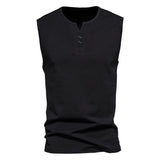 AIDASE  -  Men's Wide Shoulder Vest for Foreign Trade, Henry Collar Sleeveless T-shirt, Cotton Shirt, Camisole, Casual T-shirt for Men aidase-shop