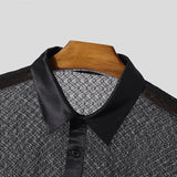 AIDASE  -  Tops 2025 American Style Sexy Men Hollowed Love Pattern Shirt Casual Clubwear Male Hot Selling Lapel Long Sleeved Blouse aidase-shop