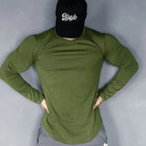 AIDASE  -  New Spring And Autumn Male Sports Leisure Running Fitness Exercise Cotton Elastic Solid Color Long Sleeve Base T-Shirt aidase-shop