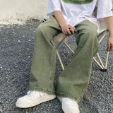 AIDASE  -  Green Washed Loose Straight Leg Jeans Men Women Style Retro American New Model Street Fashion Long Pants for All Seasons aidase-shop
