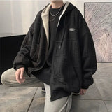 Autumn and Winter American Men and Women Cardigan Hooded Sweater Couple Loose Relaxed Fashion Personalized Top harajuku y2k aidase-shop