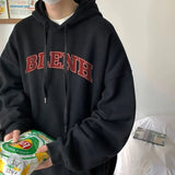 Vintage Fleece Hooded Sweatshirt Men Autumn/Winter New Korean Brand Grey Sweatshirts Men's Oversized Unisex Pullover Hoodie aidase-shop