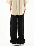AIDASE  -  100% Cotton Men Cargo Pants Japanese Hip Hop Vintage Wide Leg Straight Regulate Trouser Leg Big Pocket Y2K Drawstring Bloomers aidase-shop