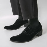 AIDASE  -  Classic Designer Black Mid Heeled Loafers Men's Suede Leather Surface Business Leather Shoes Men Social Men's Dress Shoes aidase-shop