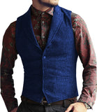 Aidase Grey Herringbone Men's Vests Lapel V Neck Wool Casual Formal Business Vest Slim Fit Gilet Waistcoat Groomman aidase-shop