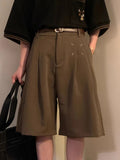 AIDASE  -  Summer Japanese Retro Simple Solid Color Casual Trousers Men Women Loose Wide-leg Shorts Fashionable and Trendy Five-point Pants aidase-shop