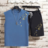 AIDASE  -  Men Summer Chinese Style Bamboo Leaf Sleeveless Vest Set Top Outfit National Trend Design aidase-shop