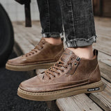 AIDASE  -  Casual Ankle Boots Male Sneakers New Men Boots Winter High Top Leather Shoes Fashion Cotton Shoes Fashion Business Outdoor Shoes aidase-shop
