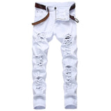 AIDASE  -  New Men's Stretch Jeans, Featuring A Distinctive Multi-ripped Design and Elastic Fabric, Showcase Individual Style. aidase-shop