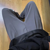 AIDASE  -  Slim Fit Trousers For Men Gray Solid Color Tressed Man Suits Pants Spring Clothes Elegant Korean Reviews Many Luxury Dress Up aidase-shop