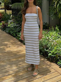 AIDASE  -  Women's Striped Stitching Bodycon One Piece Vocation Dress Sexy Tube Tops Sleeveless Beach Cover Dress Summer Long Dress aidase-shop