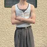 AIDASE  -  Summer New Casual Mens Ribbed Vest Sexy Stretchy Slim See Through Tank Tops For Men Daily Leisure Sleeveless Crop Camisoles aidase-shop