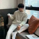 Aidase Men's Light Luxury Slim Knit Polo Neck Sweater Korean Review Clothes Retro Long Sleeve Streetwear Leisure Fashion Knitwear aidase-shop