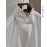 Aidase Italian One-Piece Collar Anti-Wrinkle Slim fit Old Qian Leisure Retro Artistic Yupi Gentleman Fashion Long sleeve Stripe aidase-shop