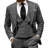 Aidase Autumn Winter Corduroy Suit For Men Single Breasted Peaked Lapel Business Casual Male Blazer Vest Pants 3Pcs Set Wedding costume aidase-shop