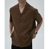 AIDASE  -  Cuban Collar Hollow Mesh Short Sleeve Shirts Men Korean Streetwear Loose Casual Vintage Dress Shirts Summer Blouses aidase-shop