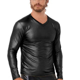 AIDASE  -  Winter New Men's Solid Color Soft Patent Leather T-Shirt American Retro Fashion Trend High Street Loose Casual Niche Men's Tops aidase-shop