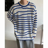 AIDASE  -  Light and Breathable Sweater for Men's Fashionable Irregular Striped Round Neck Pullover Tops aidase-shop