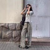 AIDASE  -  New Hot Sale Of The Season Light-Colored Leopard Print Jeans Retro Fashion Trendy High Street Straight Cut Hip Hop Style Casual aidase-shop