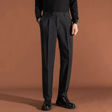 AIDASE  -  Navy Blue British Trendy and Fashionable Drooping Trousers for Men's Tapered Casual Straight Business Suit Pants aidase-shop
