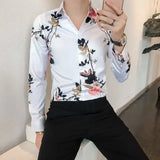 Aidase Shirts for Men White with Print Man Shirt Long Sleeve Printed New in Collar Asia S Korean Popular Clothes Trendyol Original Tops aidase-shop