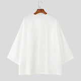 AIDASE  -  Men Irregular Shirt Striped Patchwork 3/4 Sleeve Loose Men Clothing Korean Style Streetwear Fashion Casual Male Shirts aidase-shop