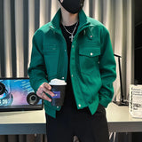 32.27Aidase Jackets Men Moto Biker Solid Pockets Advanced Minimalist Popular Classic Casual Spring Autumn Windproof European Style Retro aidase-shop