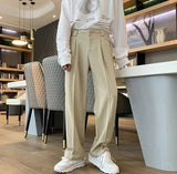 AIDASE  -  Fluid Khaki Trousers for Men Draped Wide Leg Man Suits Pants Formal High Quality Work Wear Tailoring Slacks Thin Casual Fashion aidase-shop