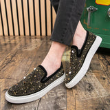 AIDASE  -  Men Casual Fashion Board Shoes Black Gold Men Lightweight Comfortable Brand Loafers British Business Office Travel Shoes 38-45 aidase-shop