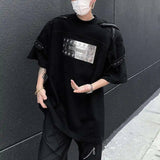 AIDASE  -  Men's T-shirts Fashion Metal Rivets Belt Decoration Round Collar Short Sleeved Loose Pullover Niche Male Tees Summer aidase-shop